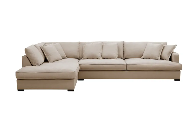 Rossita Lyx 4-sits Vänstervänd L-formad Extra Djup Schäslongsoffa i Tyg - Beige Tyg - Möbler - Soffa - Divansoffor & schäslongsoffa