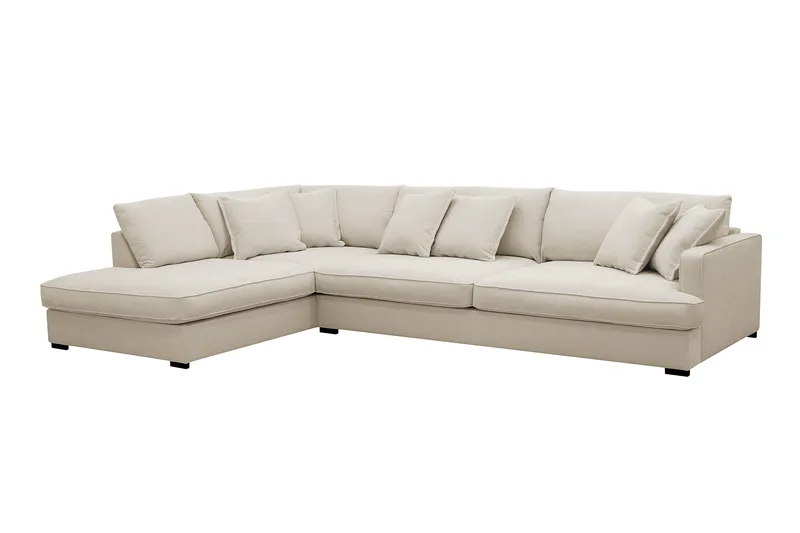Rossita Lyx 4-sits Vänstervänd L-formad Extra Djup Schäslongsoffa i Tyg - Beige Tyg - Möbler - Soffa - Divansoffor & schäslongsoffa