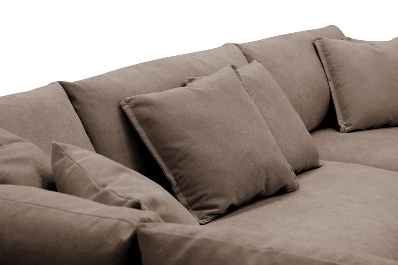 Rossita Lyx 4-sits Vänstervänd L-formad Extra Djup Schäslongsoffa i Tyg - Brun Tyg - Möbler - Soffa - Divansoffor & schäslongsoffa