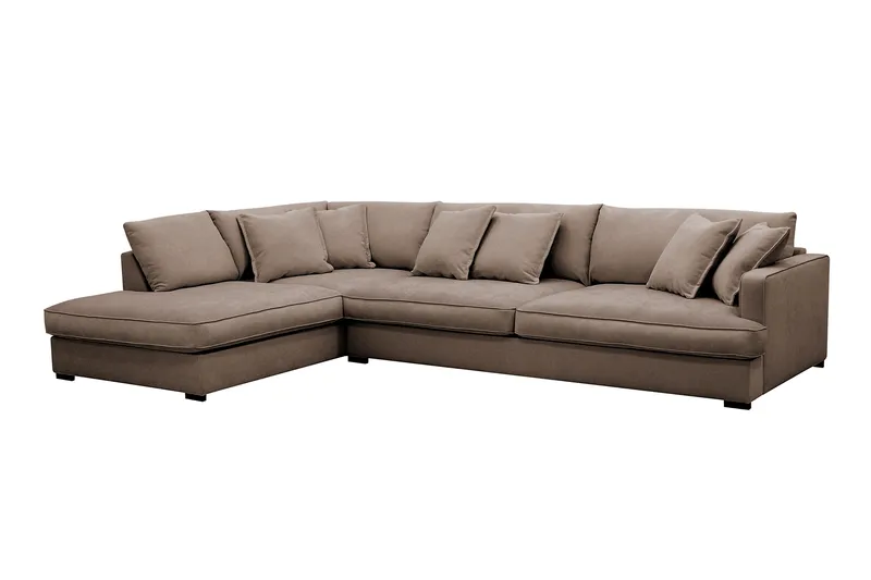 Rossita Lyx 4-sits Vänstervänd L-formad Extra Djup Schäslongsoffa i Tyg - Brun Tyg - Möbler - Soffa - Divansoffor & schäslongsoffa