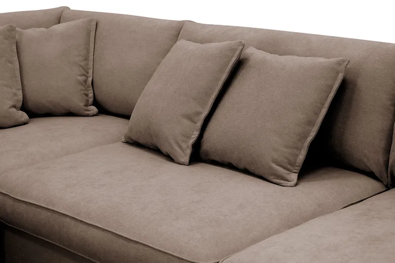 Rossita Lyx 4-sits Vänstervänd L-formad Extra Djup Schäslongsoffa i Tyg - Brun Tyg - Möbler - Soffa - Divansoffor & schäslongsoffa
