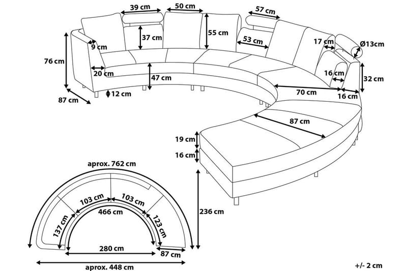 Rotunde Divansoffa 448 cm - Brun - Divansoffor & schäslongsoffa