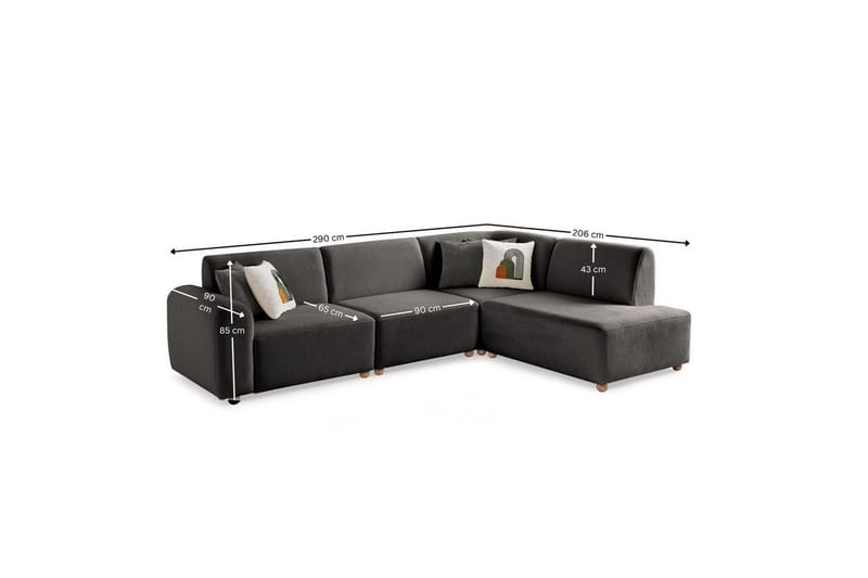 Rynvar Soffa med Schäslong 4-sits - Antracit - Möbler - Soffa - Modulsoffor - Komplett modulsoffa