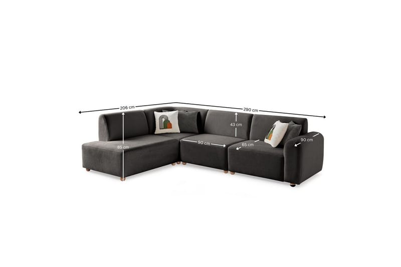 Rynvar Soffa med Schäslong 4-sits - Antracit - Möbler - Soffa - Divansoffor & schäslongsoffa