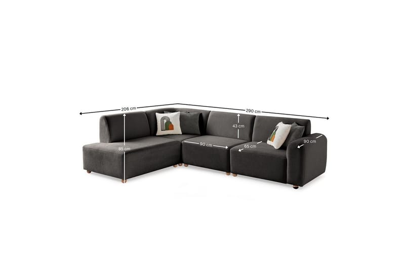 Rynvar Soffa med Schäslong 4-sits - Antracit - Möbler - Soffa - Divansoffor & schäslongsoffa