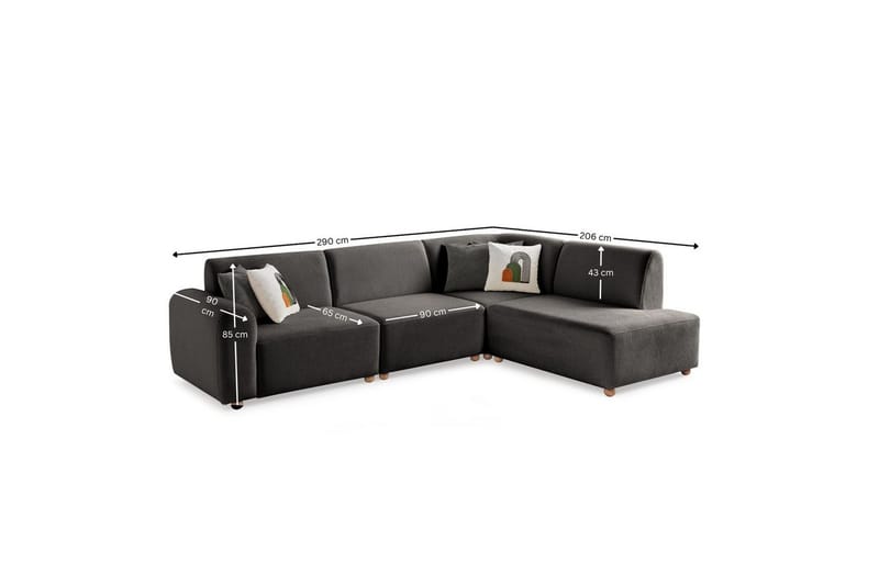 Rynvar Soffa med Schäslong 4-sits - Antracit - Möbler - Soffa - Divansoffor & schäslongsoffa