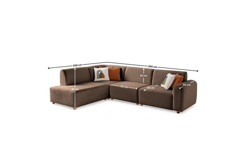 Rynvar Soffa med Schäslong 4-sits - Brun - Möbler - Soffa - Divansoffor & schäslongsoffa
