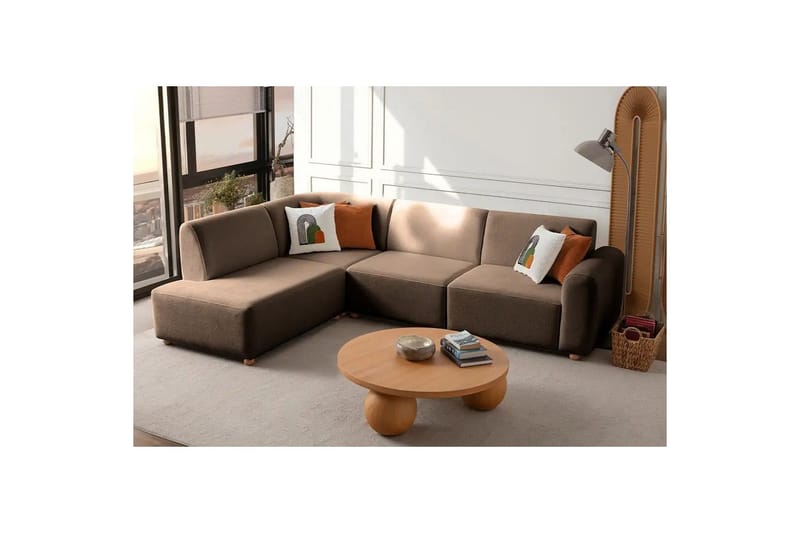 Rynvar Soffa med Schäslong 4-sits - Brun - Möbler - Soffa - Divansoffor & schäslongsoffa