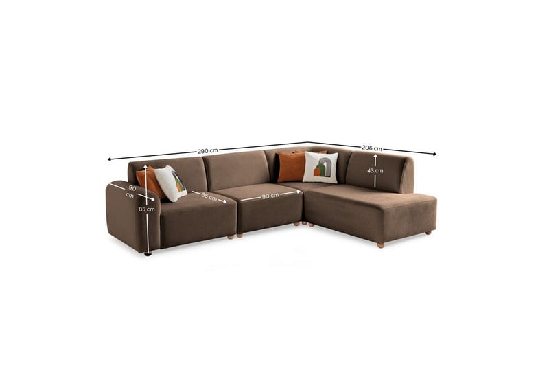 Rynvar Soffa med Schäslong 4-sits - Brun - Möbler - Soffa - Divansoffor & schäslongsoffa