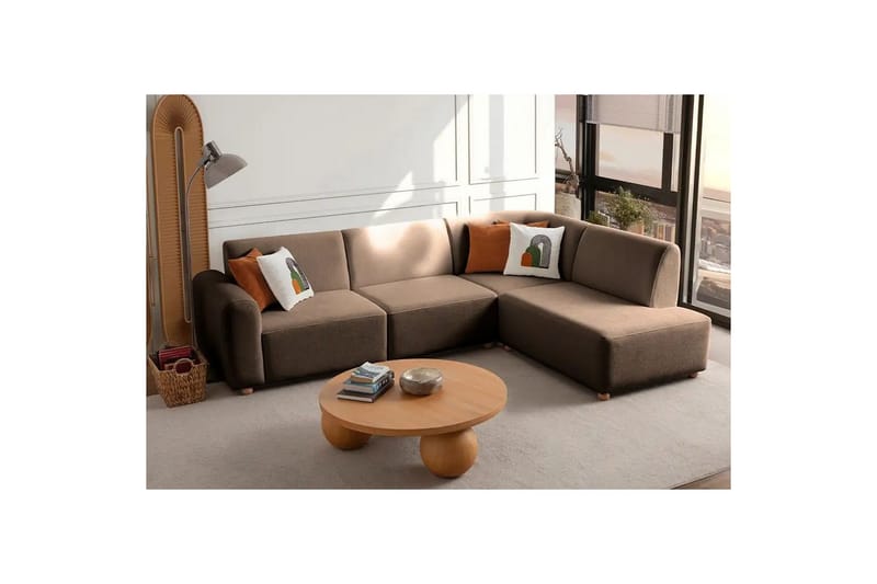 Rynvar Soffa med Schäslong 4-sits - Brun - Möbler - Soffa - Divansoffor & schäslongsoffa