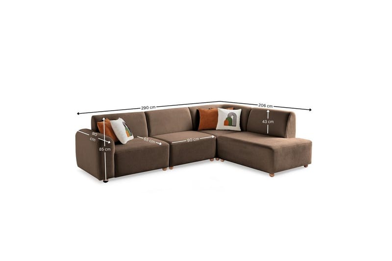 Rynvar Soffa med Schäslong 4-sits - Brun - Möbler - Soffa - Divansoffor & schäslongsoffa
