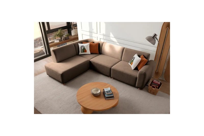 Rynvar Soffa med Schäslong 4-sits - Brun - Möbler - Soffa - Modulsoffor - Komplett modulsoffa
