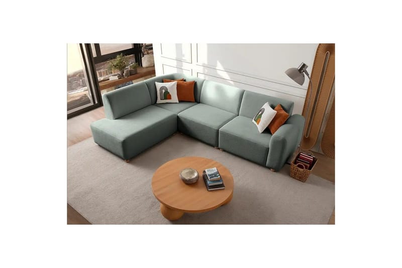 Rynvar Soffa med Schäslong 4-sits - Grön - Möbler - Soffa - Modulsoffor - Komplett modulsoffa