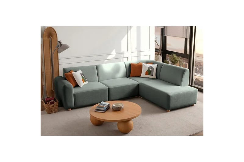 Rynvar Soffa med Schäslong 4-sits - Grön - Möbler - Soffa - Modulsoffor - Komplett modulsoffa