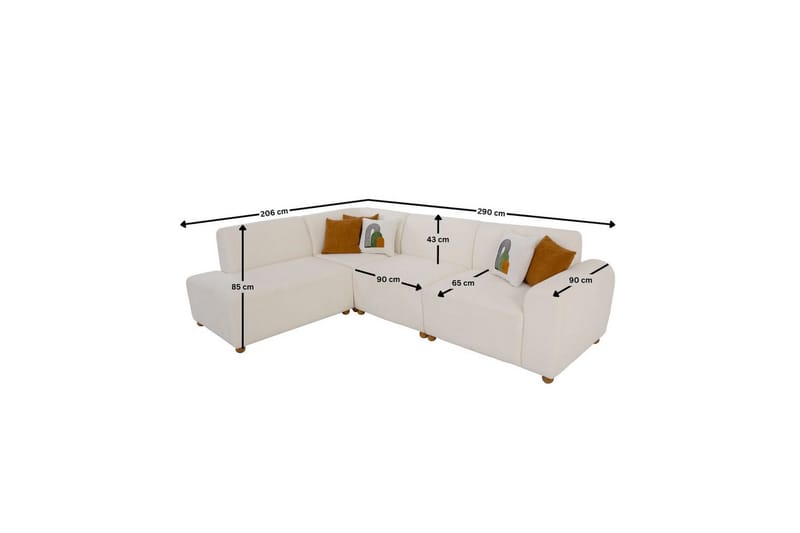 Rynvar Soffa med Schäslong 4-sits - Vit - Möbler - Soffa - Modulsoffor - Komplett modulsoffa