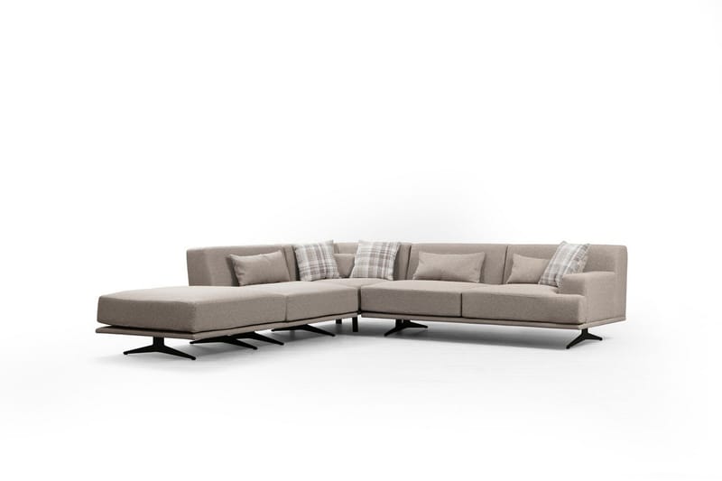 Sanroman Vänstervänd L-formad Schäslongsoffa 302 cm i Tyg - Beige - Möbler - Soffa - Divansoffor & schäslongsoffa