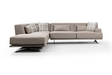Sanroman Vänstervänd L-formad Schäslongsoffa 302 cm i Tyg - Beige - Möbler - Soffa - Divansoffor & schäslongsoffa
