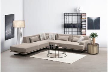 Sanroman Vänstervänd L-formad Schäslongsoffa 302 cm i Tyg - Beige - Möbler - Soffa - Divansoffor & schäslongsoffa
