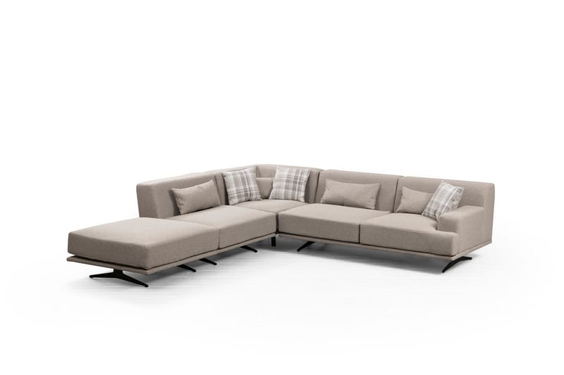 Sanroman Vänstervänd L-formad Schäslongsoffa 302 cm i Tyg - Beige - Möbler - Soffa - Divansoffor & schäslongsoffa