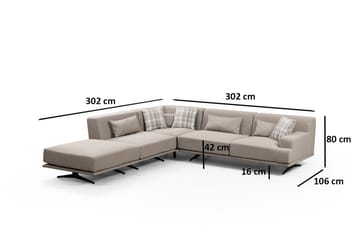 Sanroman Vänstervänd L-formad Schäslongsoffa 302 cm i Tyg - Beige - Möbler - Soffa - Divansoffor & schäslongsoffa