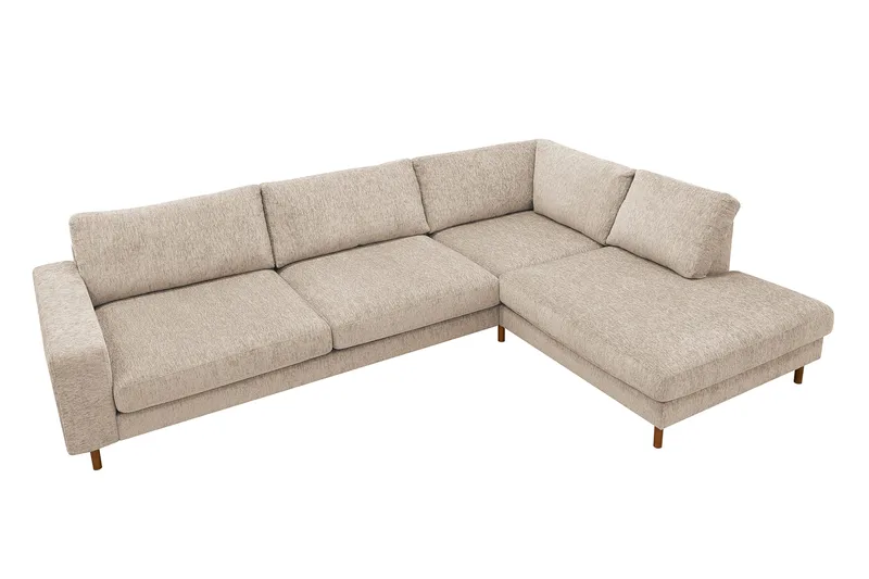 Scandi Djup 4-sits Soffa med Schäslong Höger i Chenille - Beige - Möbler - Soffa - Divansoffor & schäslongsoffa