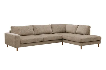 Scandi Djup 4-sits Soffa med Schäslong Höger i Chenille - Mörkbeige - Möbler - Soffa - Divansoffor & schäslongsoffa