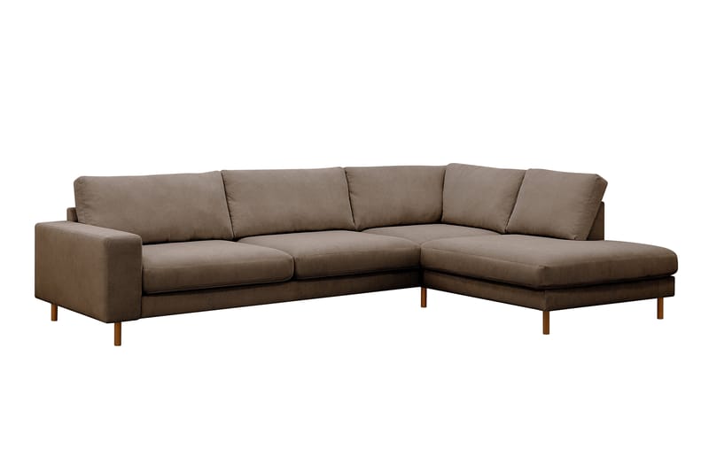 Scandi Djup 4-sits Soffa med Schäslong Höger i Sammet - Brun - Möbler - Soffa - Divansoffor & schäslongsoffa
