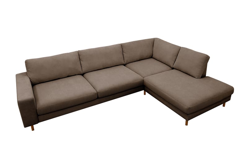 Scandi Djup 4-sits Soffa med Schäslong Höger i Sammet - Brun - Möbler - Soffa - Divansoffor & schäslongsoffa