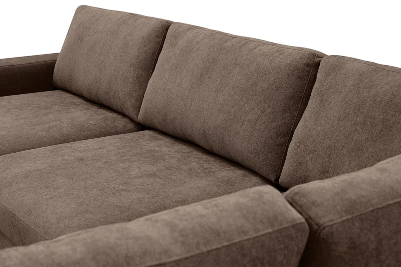 Scandi Djup 4-sits Soffa med Schäslong Höger i Tyg - Mörkbrun - Möbler - Soffa - Divansoffor & schäslongsoffa