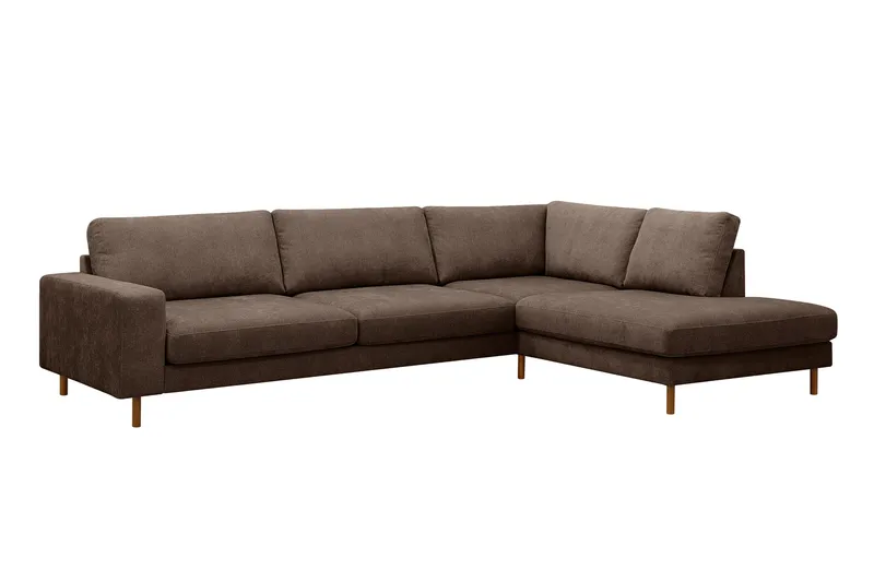 Scandi Djup 4-sits Soffa med Schäslong Höger i Tyg - Mörkbrun - Möbler - Soffa - Divansoffor & schäslongsoffa