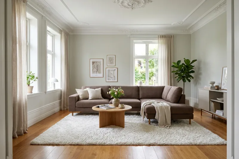 Scandi Djup 4-sits Soffa med Schäslong Höger i Tyg - Mörkbrun - Möbler - Soffa - Divansoffor & schäslongsoffa