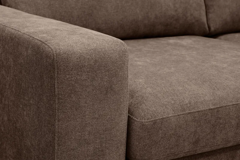 Scandi Djup 4-sits Soffa med Schäslong Höger i Tyg - Mörkbrun - Möbler - Soffa - Divansoffor & schäslongsoffa