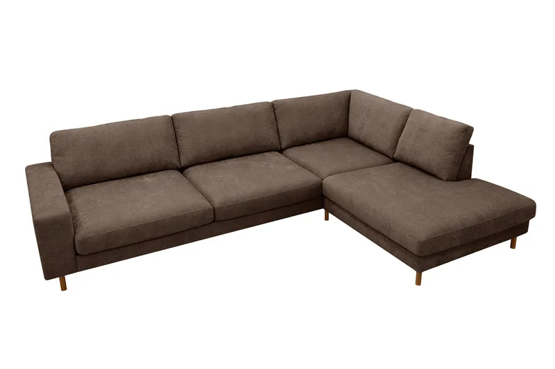 Scandi Djup 4-sits Soffa med Schäslong Höger i Tyg - Mörkbrun - Möbler - Soffa - Divansoffor & schäslongsoffa