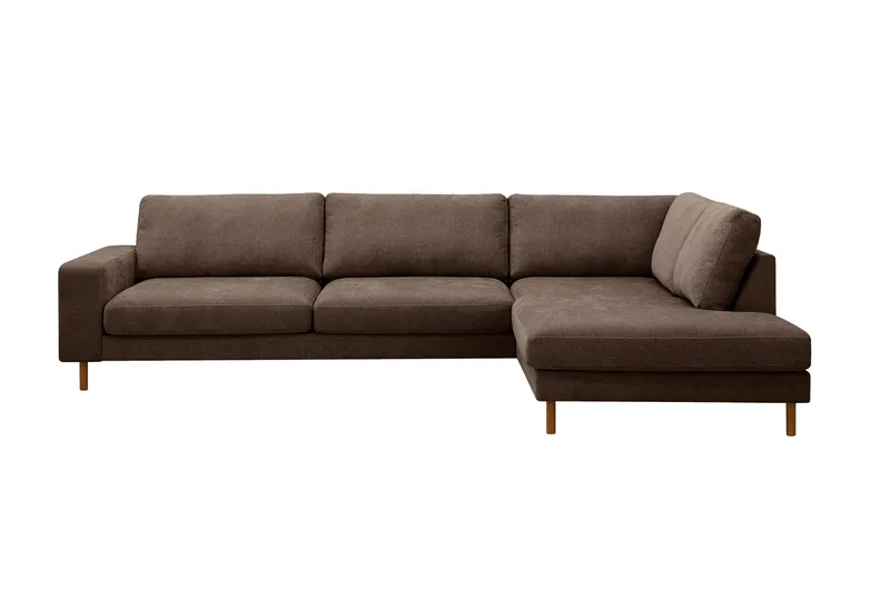 Scandi Djup 4-sits Soffa med Schäslong Höger i Tyg, Mörkbrun