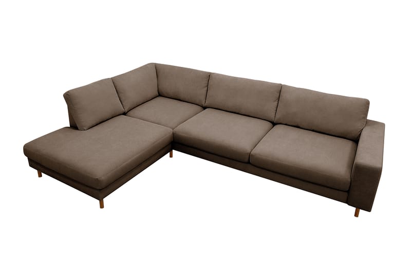 Scandi Djup 4-sits Soffa med Schäslong Vänster i Sammet - Brun - Möbler - Soffa - Divansoffor & schäslongsoffa