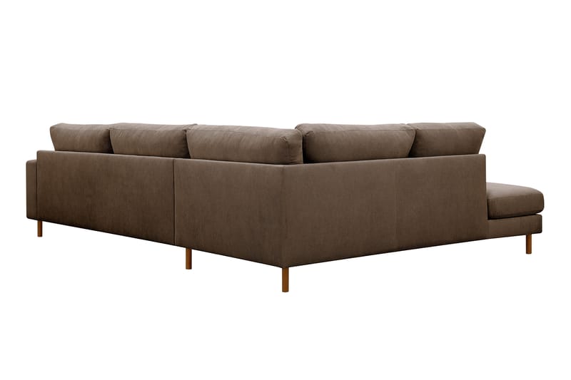 Scandi Djup 4-sits Soffa med Schäslong Vänster i Sammet - Brun - Möbler - Soffa - Divansoffor & schäslongsoffa