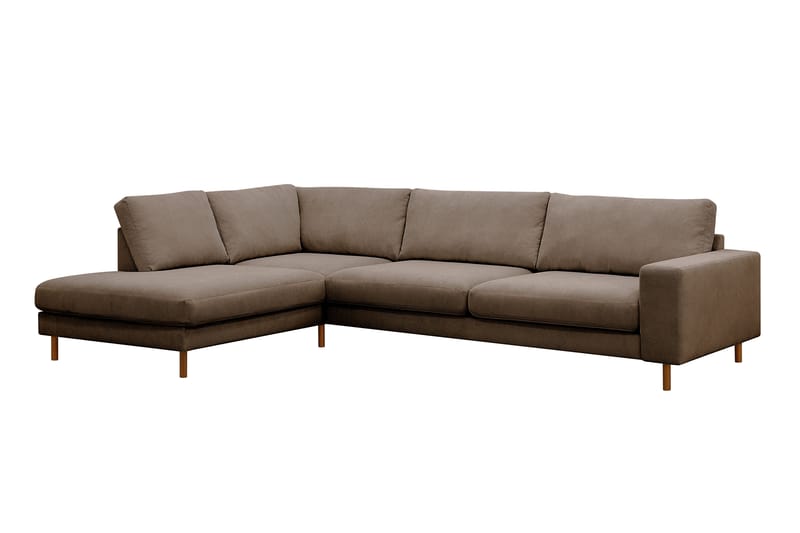 Scandi Djup 4-sits Soffa med Schäslong Vänster i Sammet - Brun - Möbler - Soffa - Divansoffor & schäslongsoffa