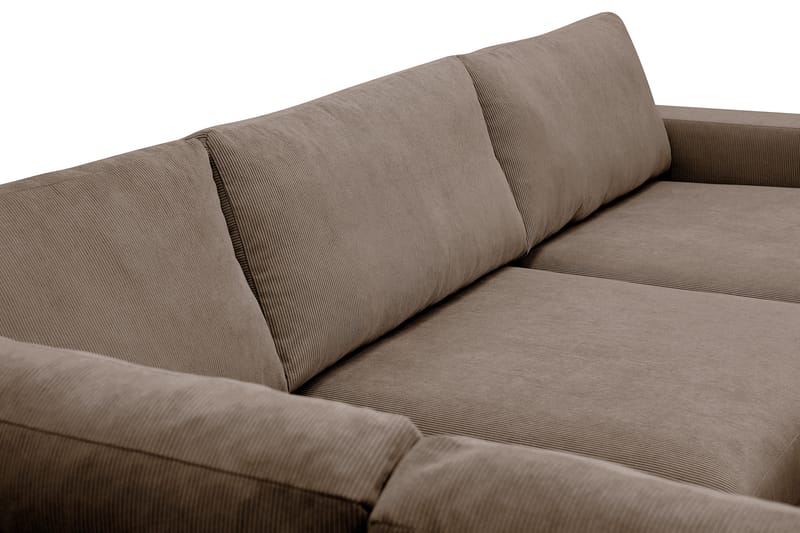Scandi Djup 4-sits Soffa med Schäslong Vänster i Sammet - Brun - Möbler - Soffa - Divansoffor & schäslongsoffa