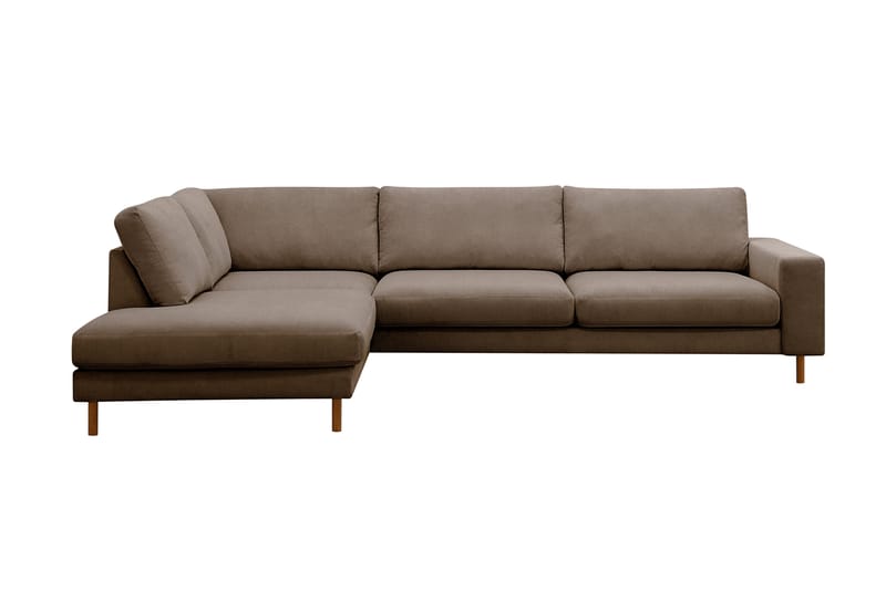 Scandi Djup 4-sits Soffa med Schäslong Vänster i Sammet, Brun