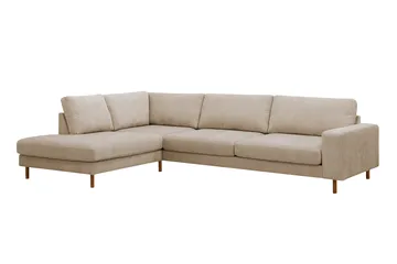 Scandi Djup 4-sits Soffa med Schäslong Vänster i Tyg - Beige - Möbler - Soffa - Divansoffor & schäslongsoffa