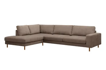 Scandi Djup 4-sits Soffa med Schäslong Vänster i Tyg - Mörkbrun - Möbler - Soffa - Divansoffor & schäslongsoffa
