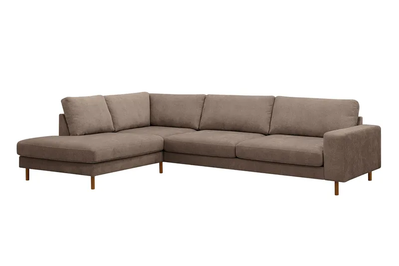 Scandi Djup 4-sits Soffa med Schäslong Vänster i Tyg - Mörkbrun - Möbler - Soffa - Divansoffor & schäslongsoffa