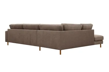 Scandi Djup 4-sits Soffa med Schäslong Vänster i Tyg - Mörkbrun - Möbler - Soffa - Divansoffor & schäslongsoffa