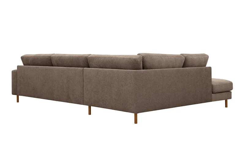 Scandi Djup 4-sits Soffa med Schäslong Vänster i Tyg - Mörkbrun - Möbler - Soffa - Divansoffor & schäslongsoffa