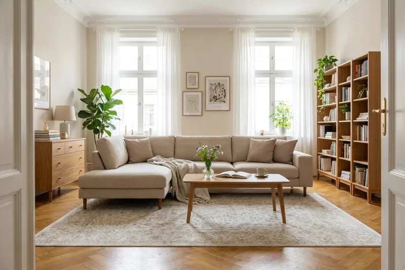 Scandi Djup 4-sits Soffa med Schäslong Vänster i Tyg - Möbler - Soffa - Divansoffor & schäslongsoffa