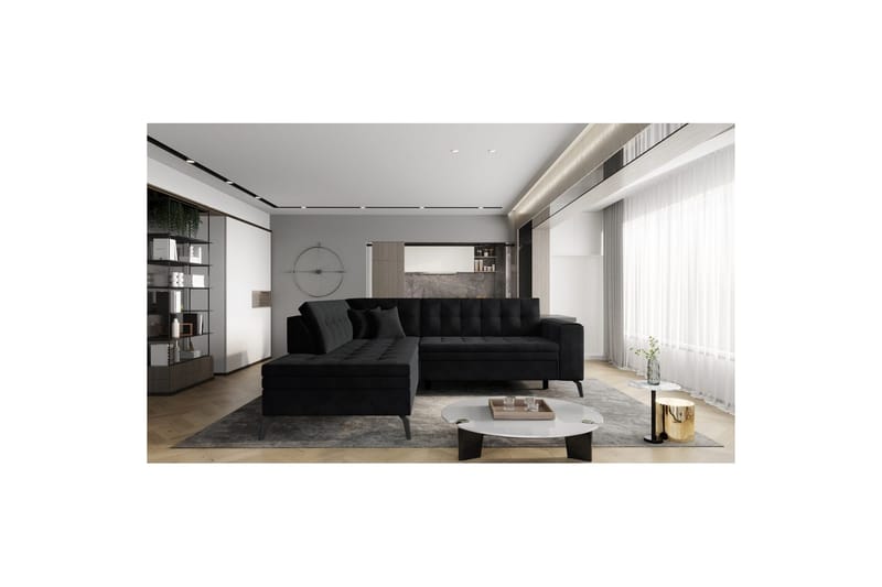 Sektion Eltap Lanvin 260x210x93 cm - Velvetmat 10, svart, Vänster - Möbler - Soffa - Divansoffor & schäslongsoffa