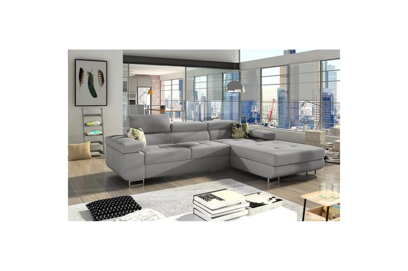 Sektionssoffa Eltap Armando 289x85x203 cm - Överdrag 83, Djungel 37, Grå, Mönster, Höger - Möbler - Soffa - Divansoffor & schäslongsoffa