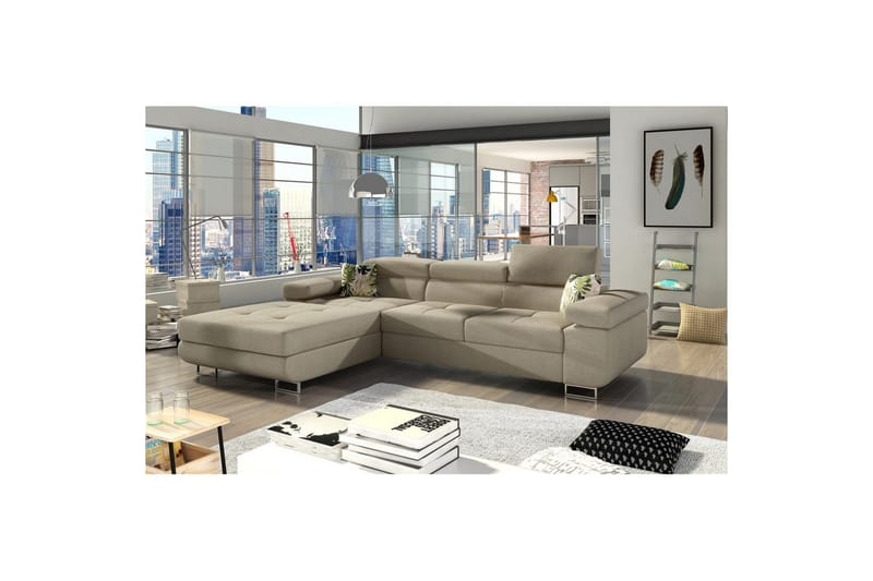 Sektionssoffa Eltap Armando 289x85x203 cm - Överdrag 83, Djungel 37, Grå, Mönster, Vänster - Möbler - Soffa - Divansoffor & schäslongsoffa