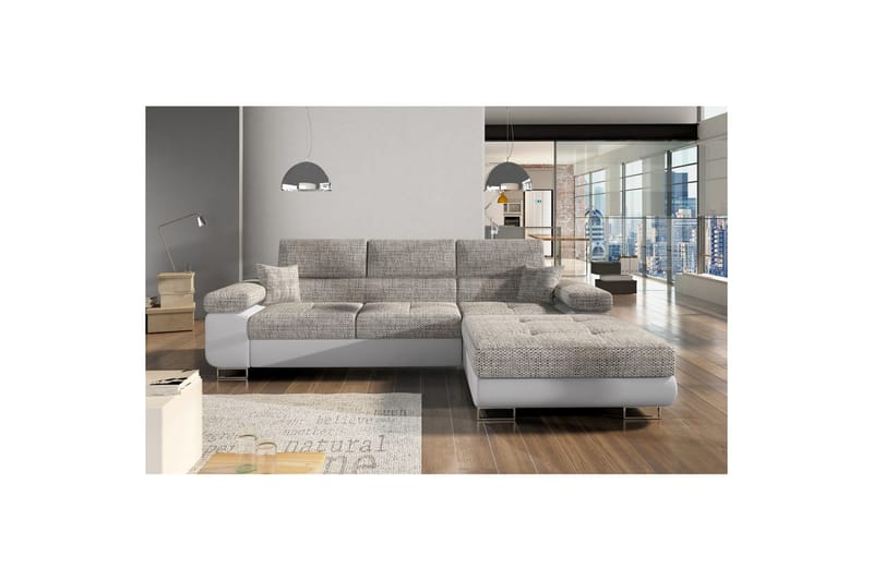 Sektionssoffa Eltap Armando 289x85x203 cm - Berlin 01, Mjuk 17, Grå, Vit, Höger - Möbler - Soffa - Divansoffor & schäslongsoffa