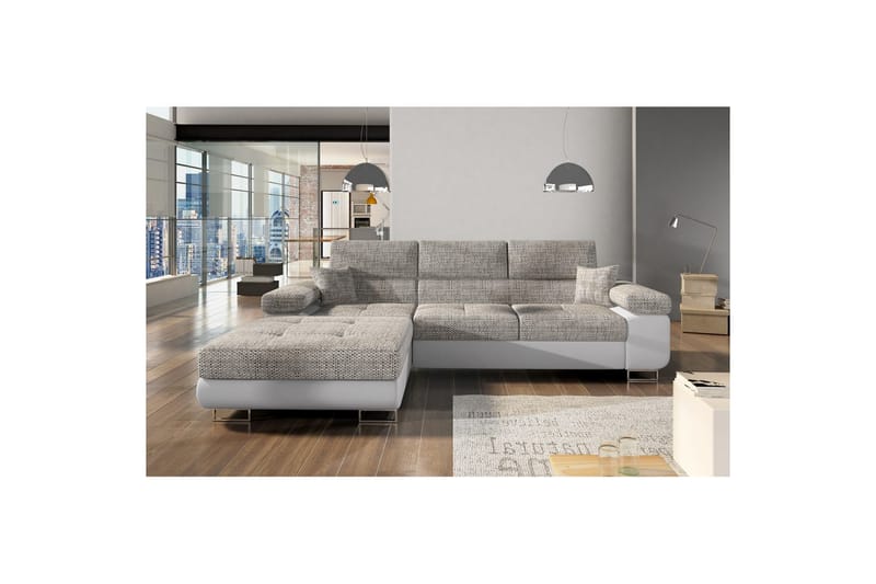 Sektionssoffa Eltap Armando 289x85x203 cm - Berlin 01, Mjuk 17, Grå, Vit, Vänster - Möbler - Soffa - Divansoffor & schäslongsoffa